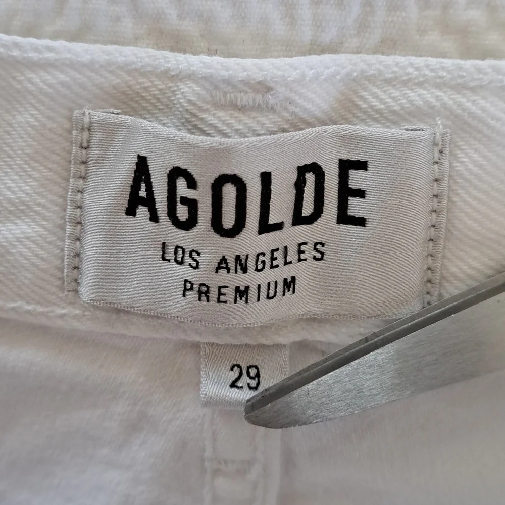 Agolde Los Angeles‎ Womens Lana 100% Cotton Frayed White Straight Ankle Jeans 29 - Picture 5 of 8